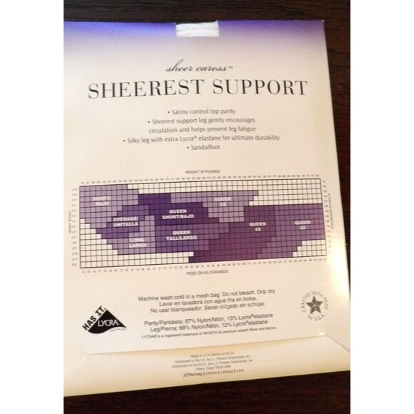 Sheer Caress Sheerest Support Short White Style 6099 JC Penney Vintage NOS USA - Picture 2 of 2